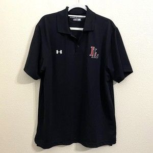 Under Armour Mens Shirt Large Active Black Polo Loose Heatgear NWT